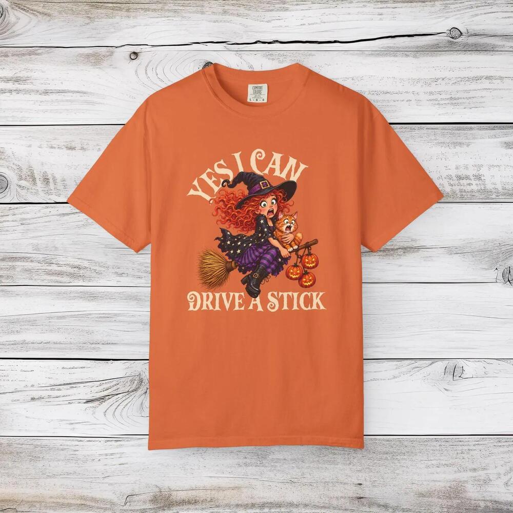 Cute Funny Witch Halloween, Yes I Can Drive A Stick,Tabby, Jack O Lantern